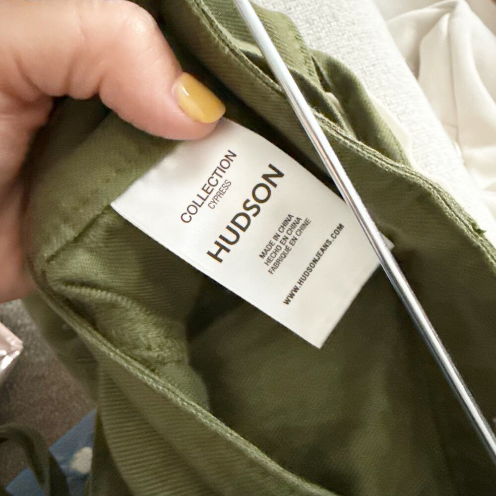 Hudson Cypress Tie Waist Wide Leg Trousers Linen-Blend Green Women's Size 29 - Picture 5 of 5